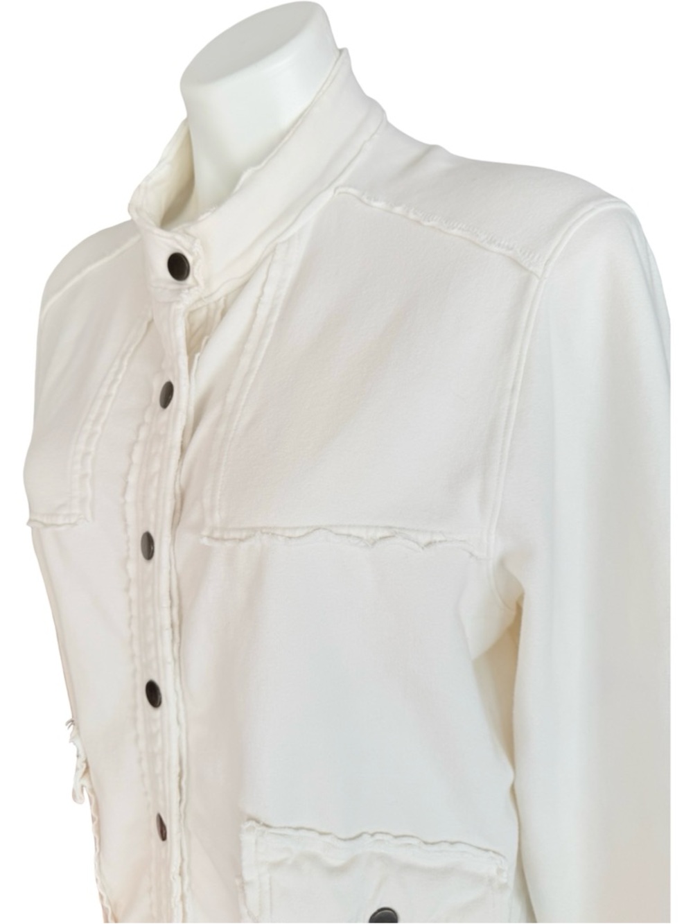 Patchington White Womens Button-Up Jacket